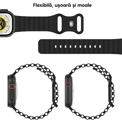 Curea Ocean Explorer - Apple Watch 1/2/3/4/5/6/7/8/9/10/11/SE/SE2/SE3 - 38/40/41/42 MM - Negru