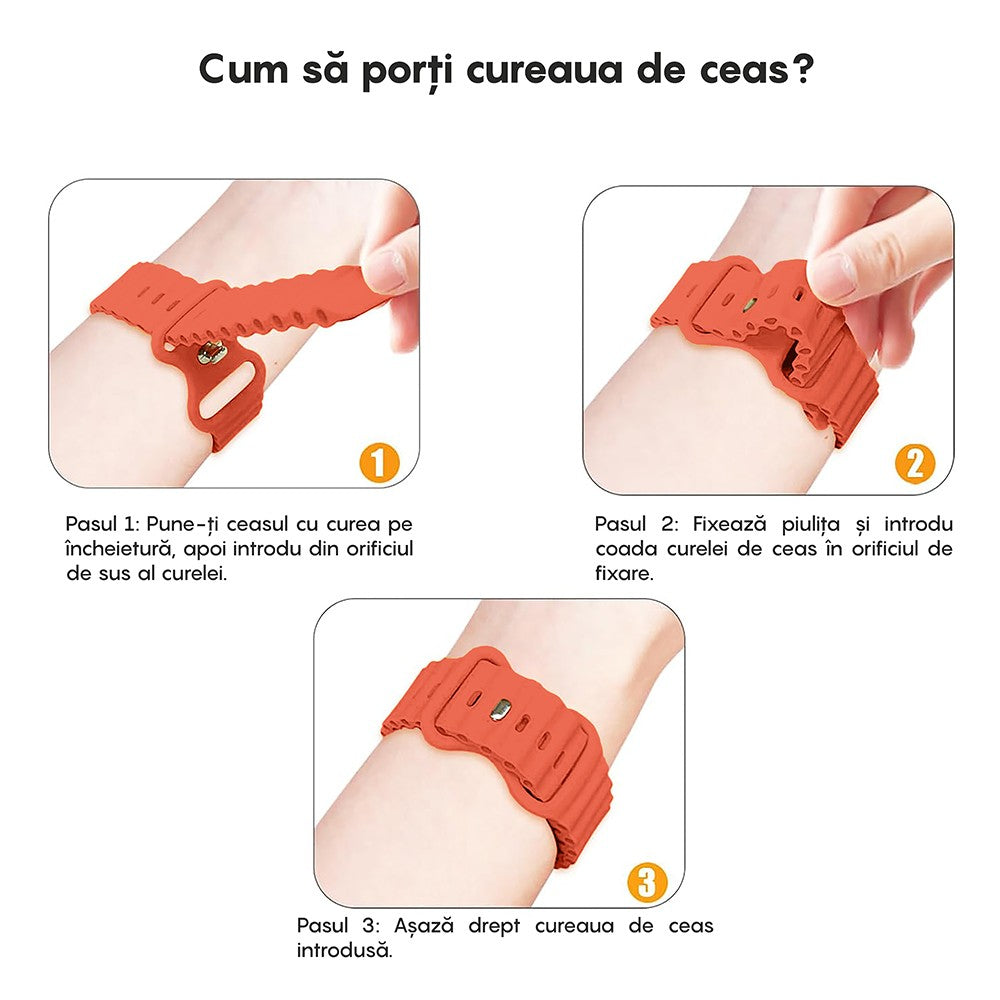 Curea Ocean Explorer - Apple Watch 1/2/3/4/5/6/7/8/9/10/11/SE/SE2/SE3 - 38/40/41/42 MM - Portocaliu