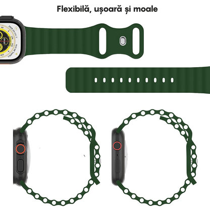 Curea Ocean Explorer - Apple Watch 1/2/3/4/5/6/7/8/9/10/11/SE/SE2/SE3 - 38/40/41/42 MM - Verde Inchis