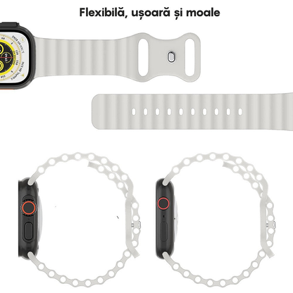 Curea Ocean Explorer - Apple Watch 1/2/3/4/5/6/7/8/9/10/11/SE/SE2/SE3/Ultra 1/Ultra 2/Ultra 3 - 42/44/45/46/49 MM - Alb
