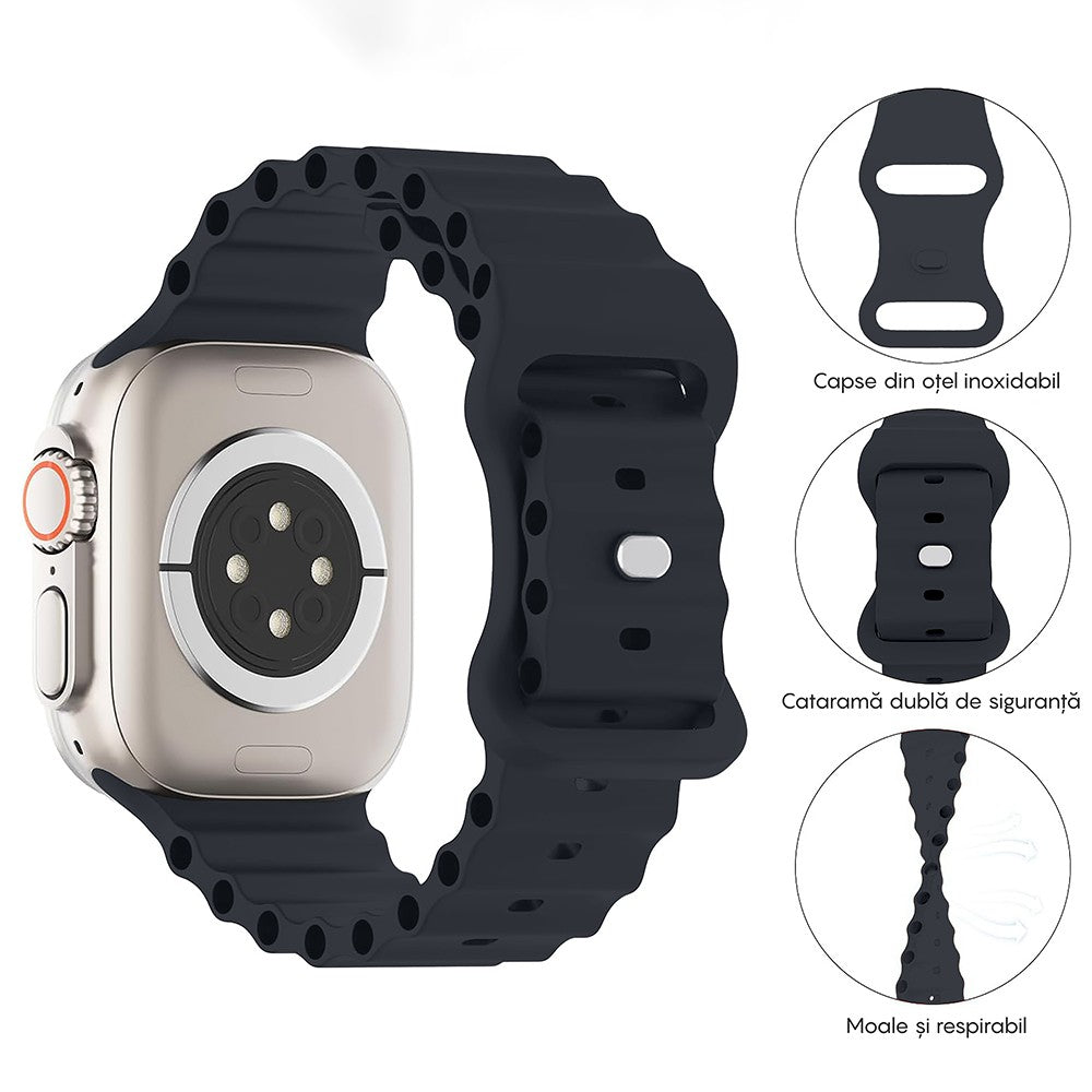Curea Ocean Explorer - Apple Watch 1/2/3/4/5/6/7/8/9/10/11/SE/SE2/SE3/Ultra 1/Ultra 2/Ultra 3 - 42/44/45/46/49 MM - Albastru Inchis