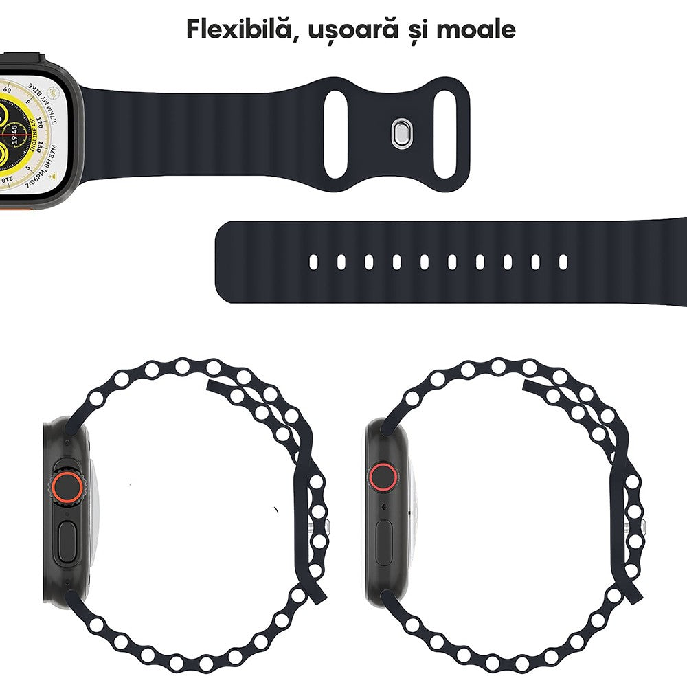 Curea Ocean Explorer - Apple Watch 1/2/3/4/5/6/7/8/9/10/11/SE/SE2/SE3/Ultra 1/Ultra 2/Ultra 3 - 42/44/45/46/49 MM - Albastru Inchis