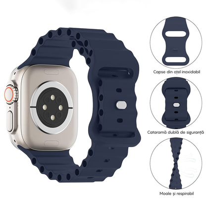 Curea Ocean Explorer - Apple Watch 1/2/3/4/5/6/7/8/9/10/11/SE/SE2/SE3/Ultra 1/Ultra 2/Ultra 3 - 42/44/45/46/49 MM - Midnight Blue