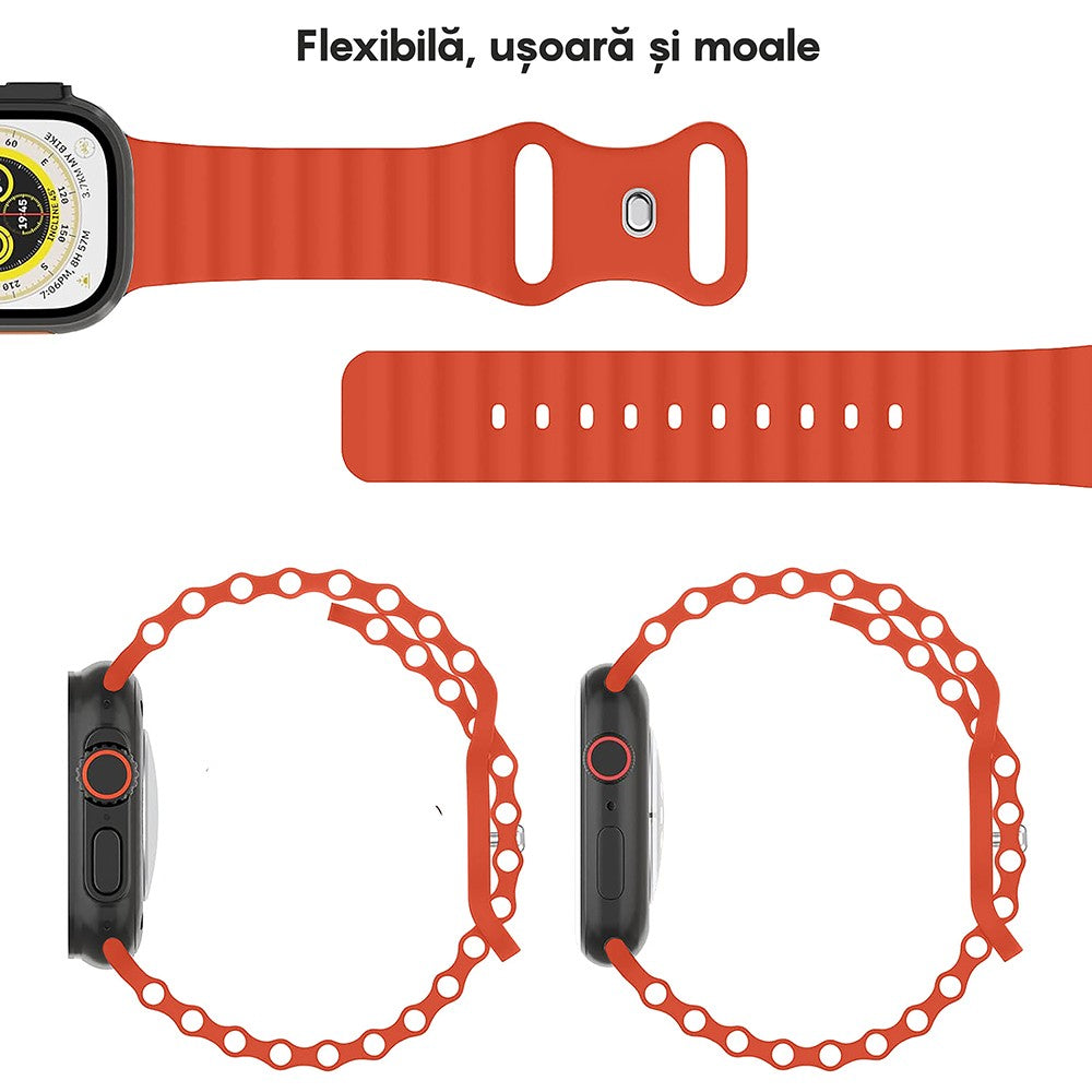 Curea Ocean Explorer - Apple Watch 1/2/3/4/5/6/7/8/9/10/11/SE/SE2/SE3/Ultra 1/Ultra 2/Ultra 3 - 42/44/45/46/49 MM - Portocaliu