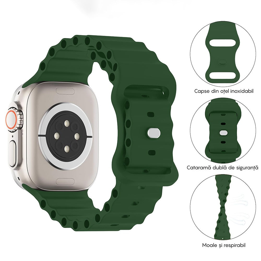 Curea Ocean Explorer - Apple Watch 1/2/3/4/5/6/7/8/9/10/11/SE/SE2/SE3/Ultra 1/Ultra 2/Ultra 3 - 42/44/45/46/49 MM - Verde Inchis