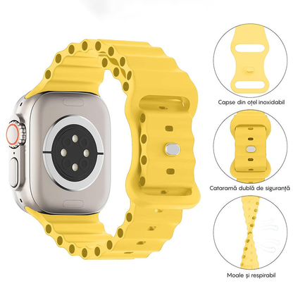 Curea Ocean Explorer - Apple Watch 1/2/3/4/5/6/7/8/9/10/11/SE/SE2/SE3/Ultra 1/Ultra 2/Ultra 3 - 42/44/45/46/49 MM - Galben