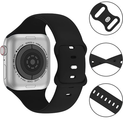 Curea Silicone Aero Loop - Apple Watch 1/2/3/4/5/6/7/8/9/10/11/SE/SE2/SE3 - 38/40/41/42 MM - Black