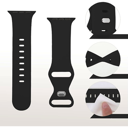 Curea Silicone Aero Loop - Apple Watch 1/2/3/4/5/6/7/8/9/10/11/SE/SE2/SE3 - 38/40/41/42 MM - Black