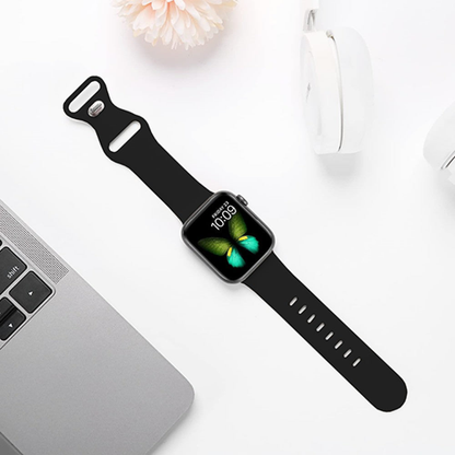 Curea Silicone Aero Loop - Apple Watch 1/2/3/4/5/6/7/8/9/10/11/SE/SE2/SE3 - 38/40/41/42 MM - Black