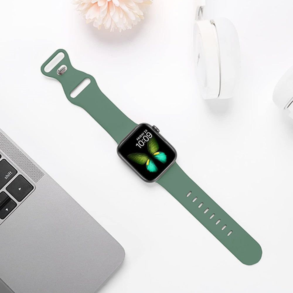 Curea Silicone Flex Loop - Apple Watch 1/2/3/4/5/6/7/8/9/10/11/SE/SE2/SE3 - 38/40/41/42 MM - Pine Green