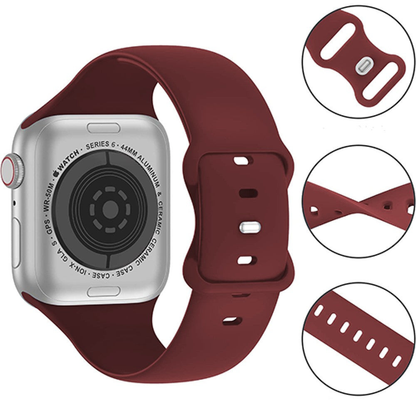 Curea Silicone Flex Loop - Apple Watch 1/2/3/4/5/6/7/8/9/10/11/SE/SE2/SE3/Ultra 1/Ultra 2/Ultra 3 - 42/44/45/46/49 MM - Wine Red