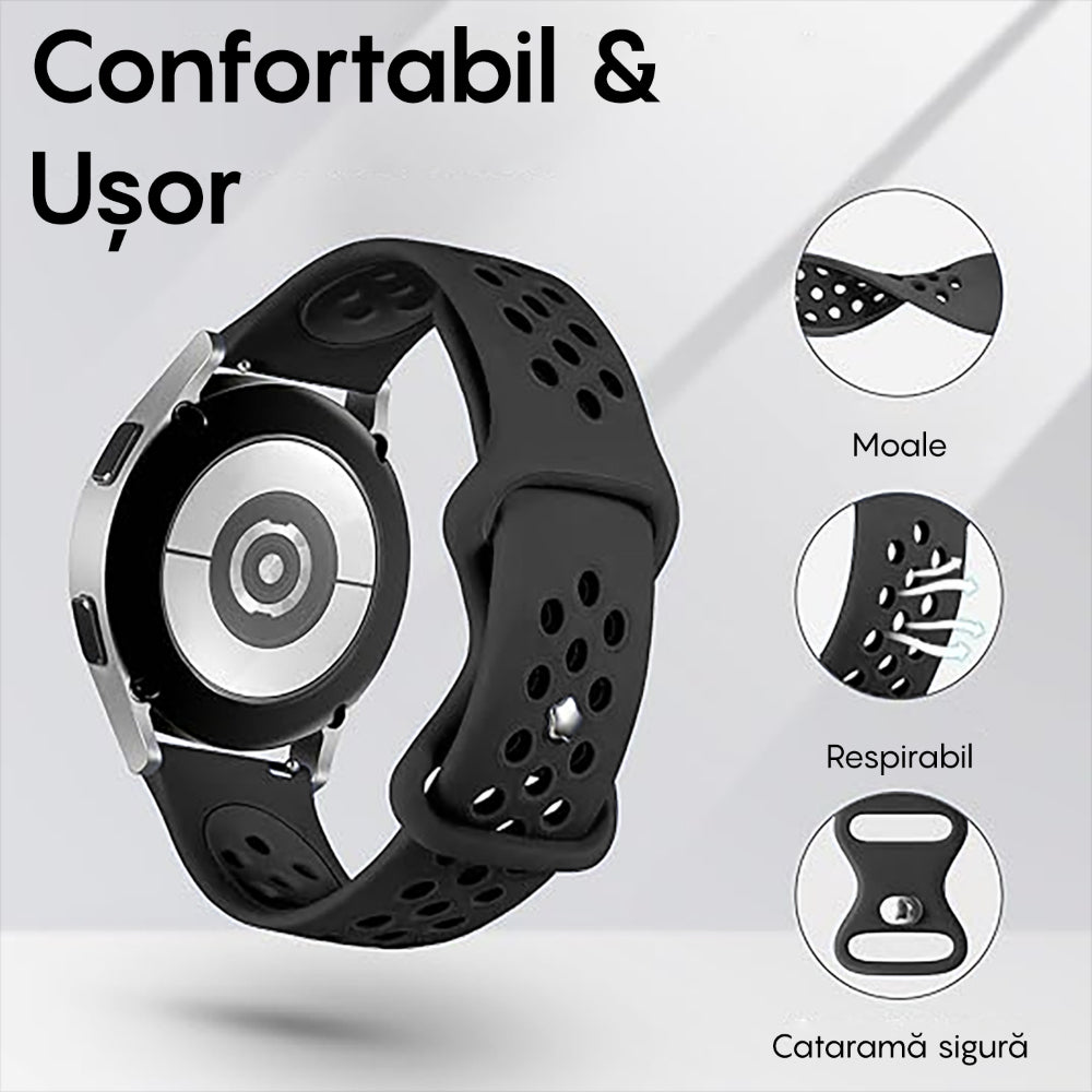 Curea Silicone Flex Loop - Samsung Galaxy Watch S3 Frontier/S3 Classic/3 45mm/46mm/Gear S3 - 22mm - Negru
