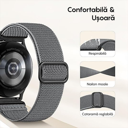 Curea Braided Classic - Samsung Galaxy Watch 7/6/6 Classic/5 Pro/5/4/4 Classic/3 41mm/42 mm/Active 2/Active/FE - 20mm - Gri