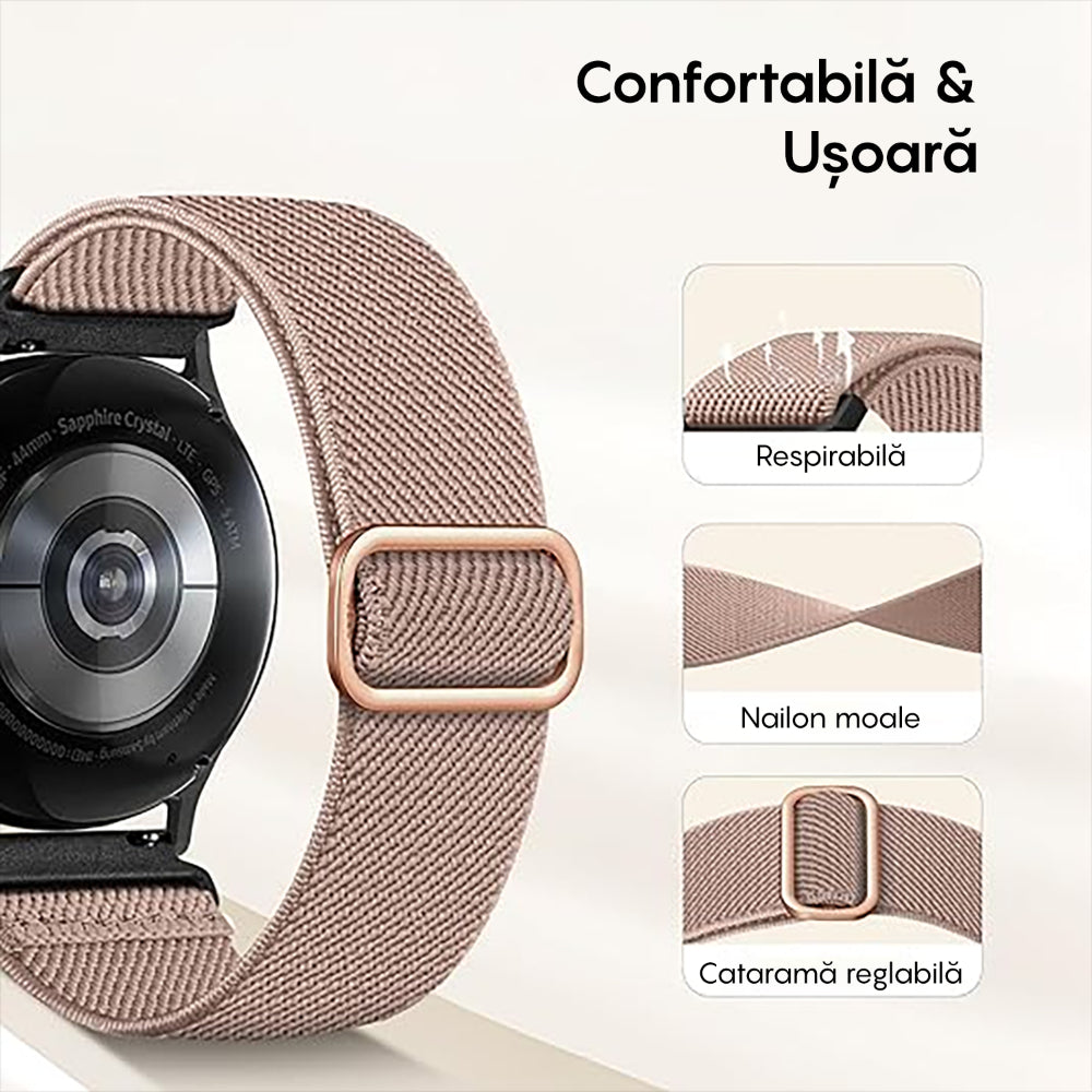 Braided Classic Strap - Samsung Galaxy Watch 7/6/6 Classic/5 Pro/5/4/4 Classic/3 41mm/42mm/Active 2/Active/FE - 20mm - Pink Sand