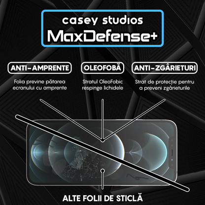 Folie Sticla MaxDefense+ - iPhone 12/12 Pro - Negru