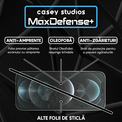 Folie Sticla MaxDefense+ - iPhone 12 Pro Max - Negru