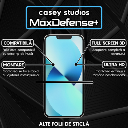 Folie Sticla MaxDefense+ - iPhone 13 Mini - Negru
