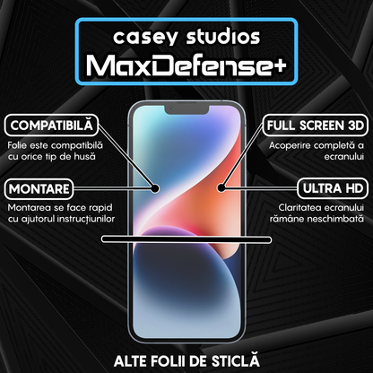 Folie Sticla MaxDefense+ - iPhone 14 - Negru