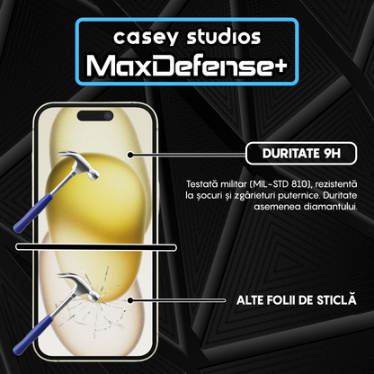 Folie Sticla MaxDefense+ - iPhone 15 - Negru