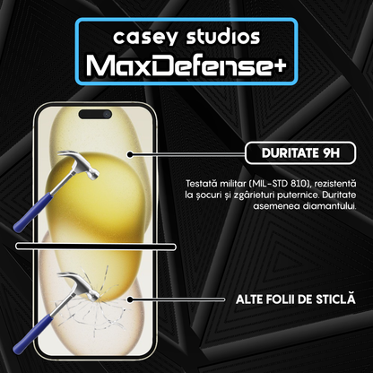 Folie Sticla MaxDefense+ - iPhone 15 Plus - Negru
