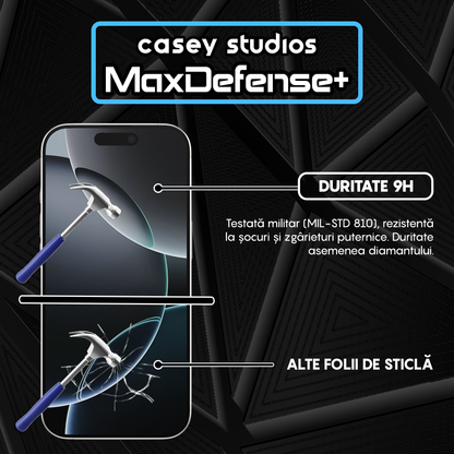 Folie Sticla MaxDefense+ - iPhone 16 Pro - Negru