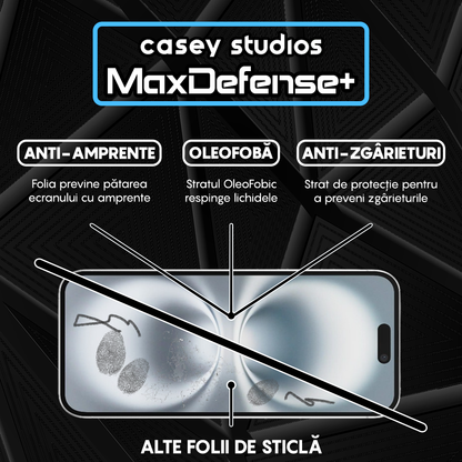 Folie Sticla MaxDefense+ - iPhone 16 Plus - Negru