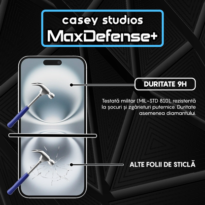 Folie Sticla MaxDefense+ - iPhone 16 Plus - Negru