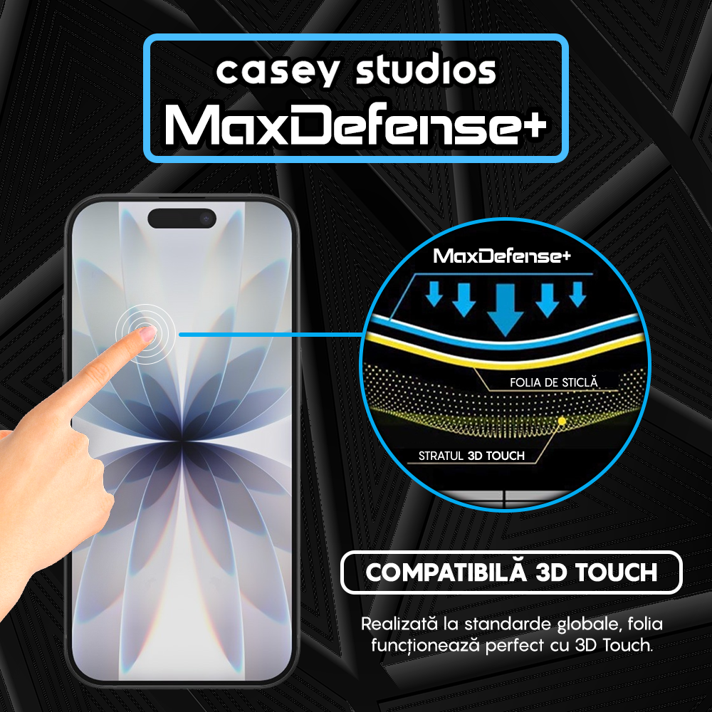 Folie Sticla MaxDefense+ - iPhone 17 - Negru