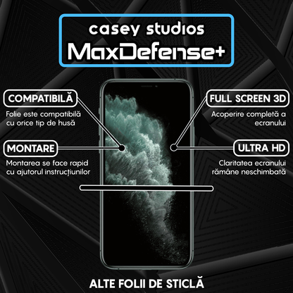 Folie Sticla MaxDefense+ - iPhone 11 Pro Max - Negru