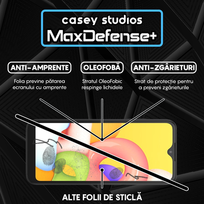 MaxDefense+ Tempered Glass Screen Protector - Samsung Galaxy A01 - Black