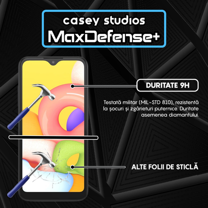 MaxDefense+ Tempered Glass Screen Protector - Samsung Galaxy A01 - Black