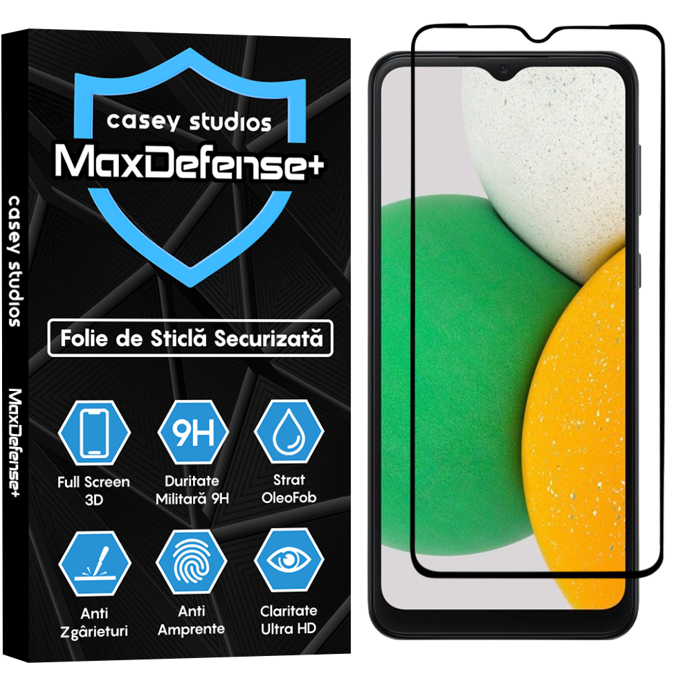 Folie Sticla MaxDefense+ - Samsung Galaxy A04E/A03s/A02s/A03/A03 Core - Negru