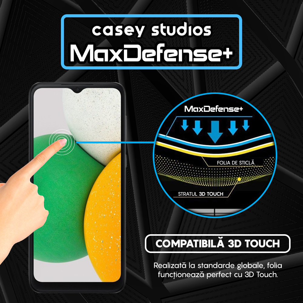 Folie Sticla MaxDefense+ - Samsung Galaxy A04E/A03s/A02s/A03/A03 Core - Negru