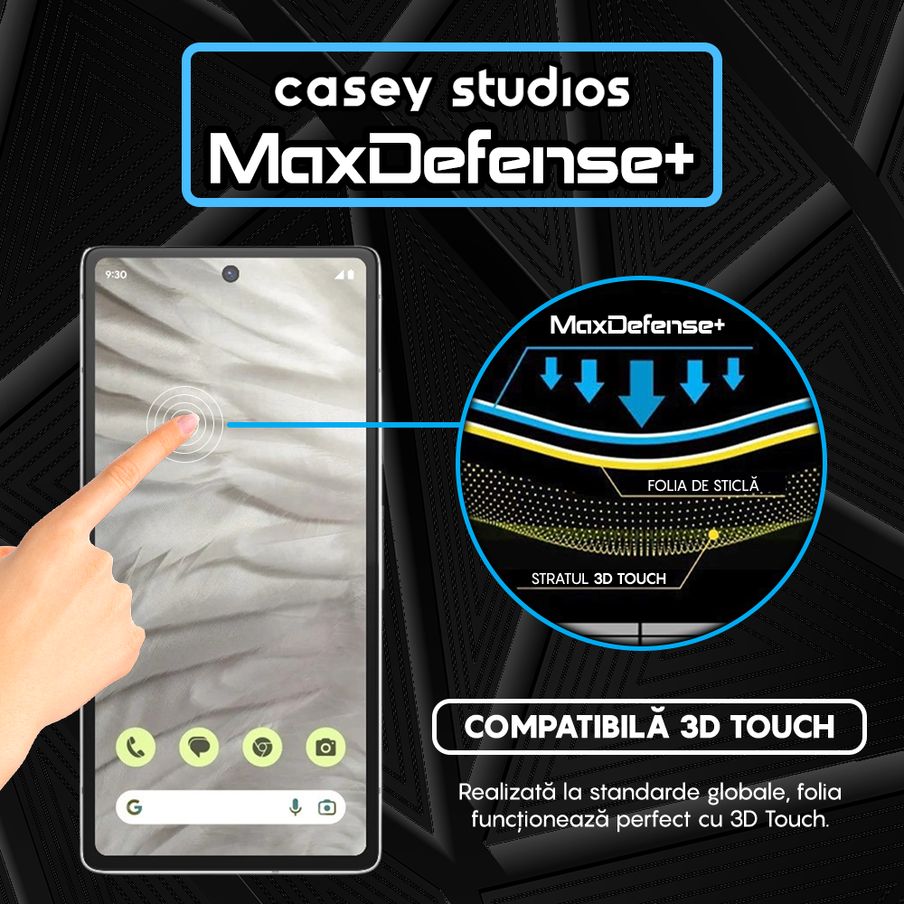 Folie Sticla MaxDefense+ - Google Pixel 7a - Negru