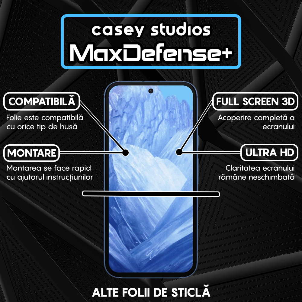 MaxDefense+ Tempered Glass - Google Pixel 8a - Black