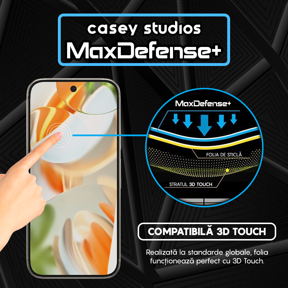 Folie Sticla MaxDefense+ - Google Pixel 9 Pro - Negru