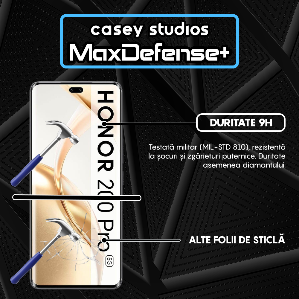 Folie Sticla MaxDefense+ - Honor 200 Pro - Negru