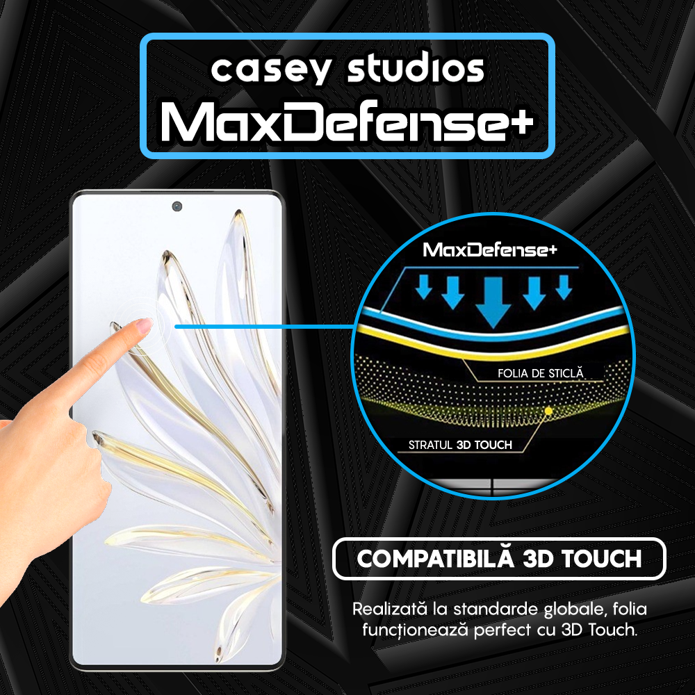 Folie Sticla MaxDefense+ - Honor 70 - Negru