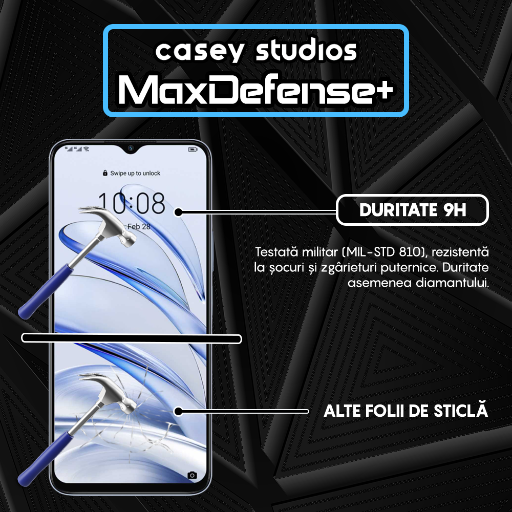 Folie Sticla MaxDefense+ - Honor 70 Lite - Negru