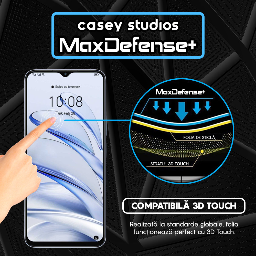 Folie Sticla MaxDefense+ - Honor 70 Lite - Negru