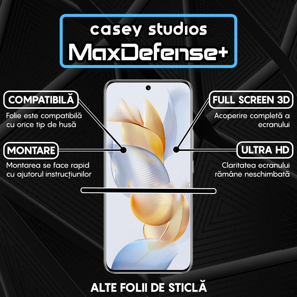 Folie Sticla MaxDefense+ - Honor 90 - Negru