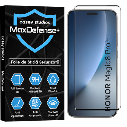Folie Sticla MaxDefense+ - HONOR Magic 8 Pro - Negru