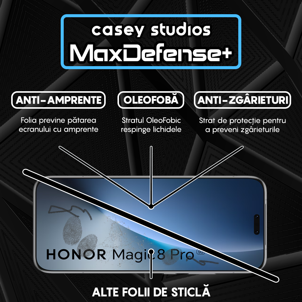 Folie Sticla MaxDefense+ - HONOR Magic 8 Pro - Negru