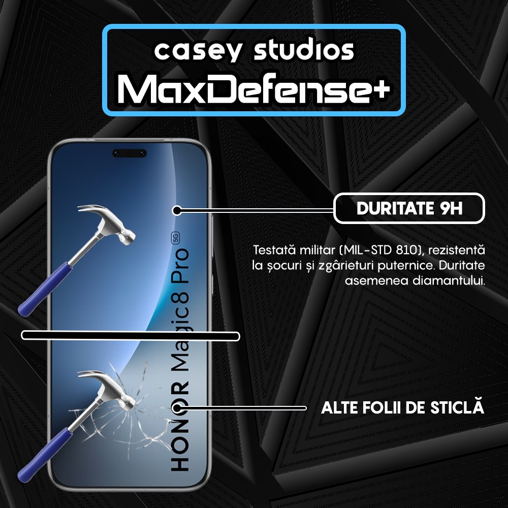 Folie Sticla MaxDefense+ - HONOR Magic 8 Pro - Negru