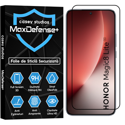 Folie Sticla MaxDefense+ - HONOR Magic 8 Lite - Negru