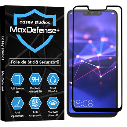 MaxDefense+ Tempered Glass Screen Protector - Huawei Mate 20 Lite/Nova 3/Nova 3i/P Smart Plus - Black