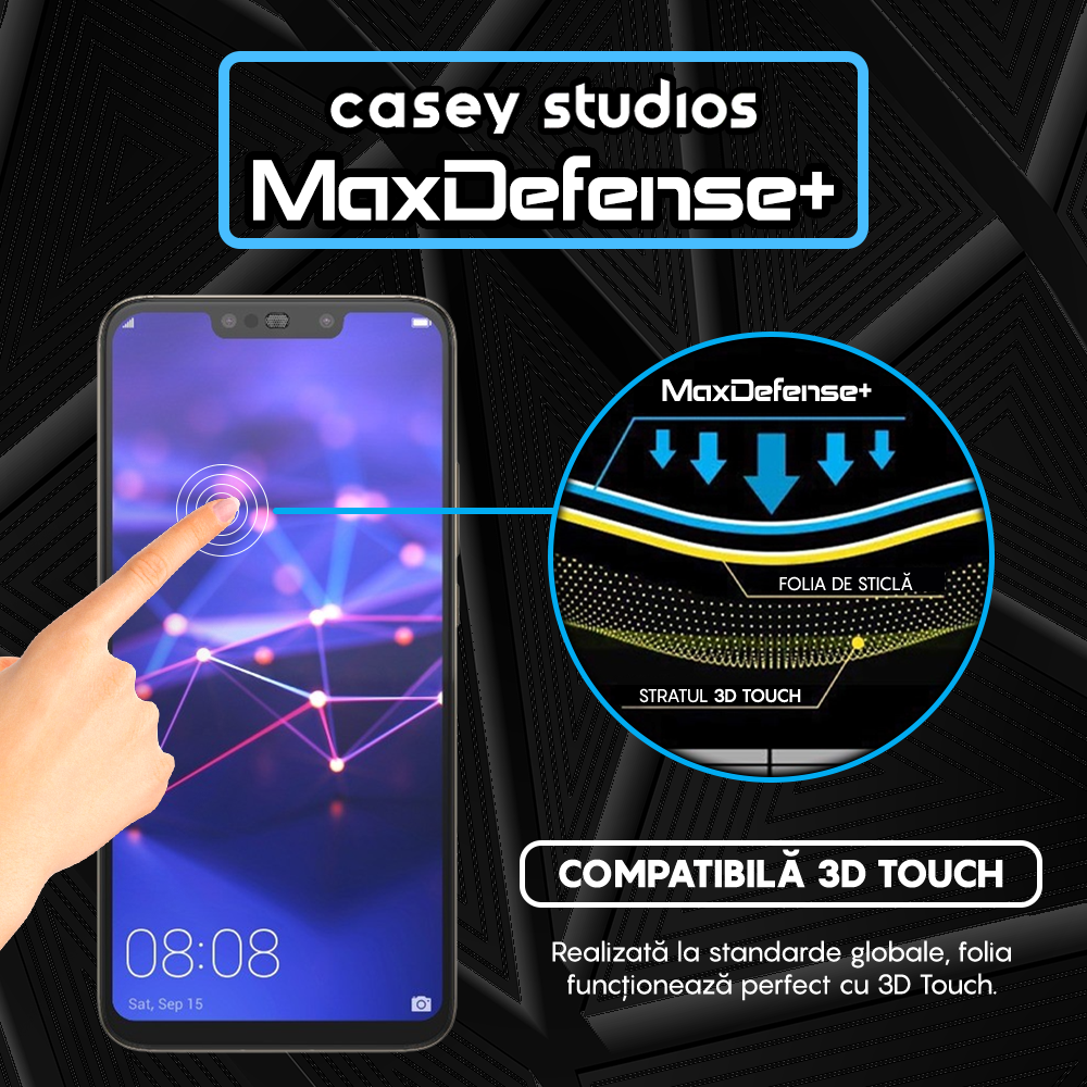 MaxDefense+ Tempered Glass Screen Protector - Huawei Mate 20 Lite/Nova 3/Nova 3i/P Smart Plus - Black