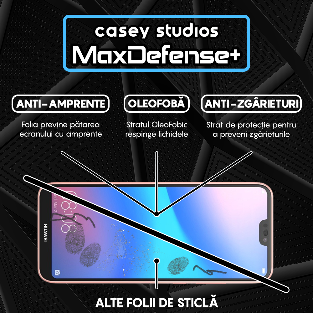 Folie Sticla MaxDefense+ - Huawei P20 Lite - Negru