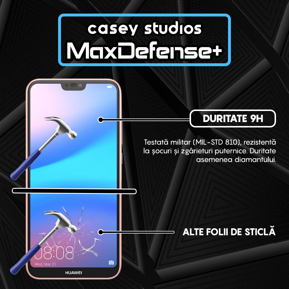 Folie Sticla MaxDefense+ - Huawei P20 Lite - Negru