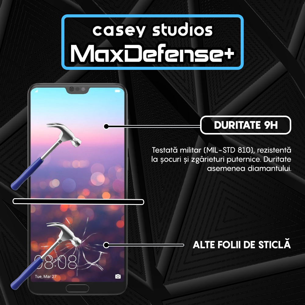 Folie Sticla MaxDefense+ - Huawei P20 Pro - Negru